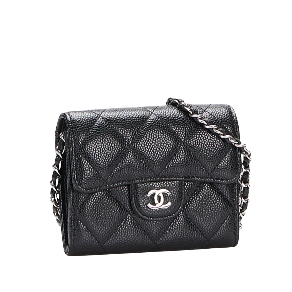 Chanel Black Leather Matelasse wallet accessories