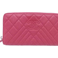 Chanel Pink Leather Zip around wallet wallet accessories