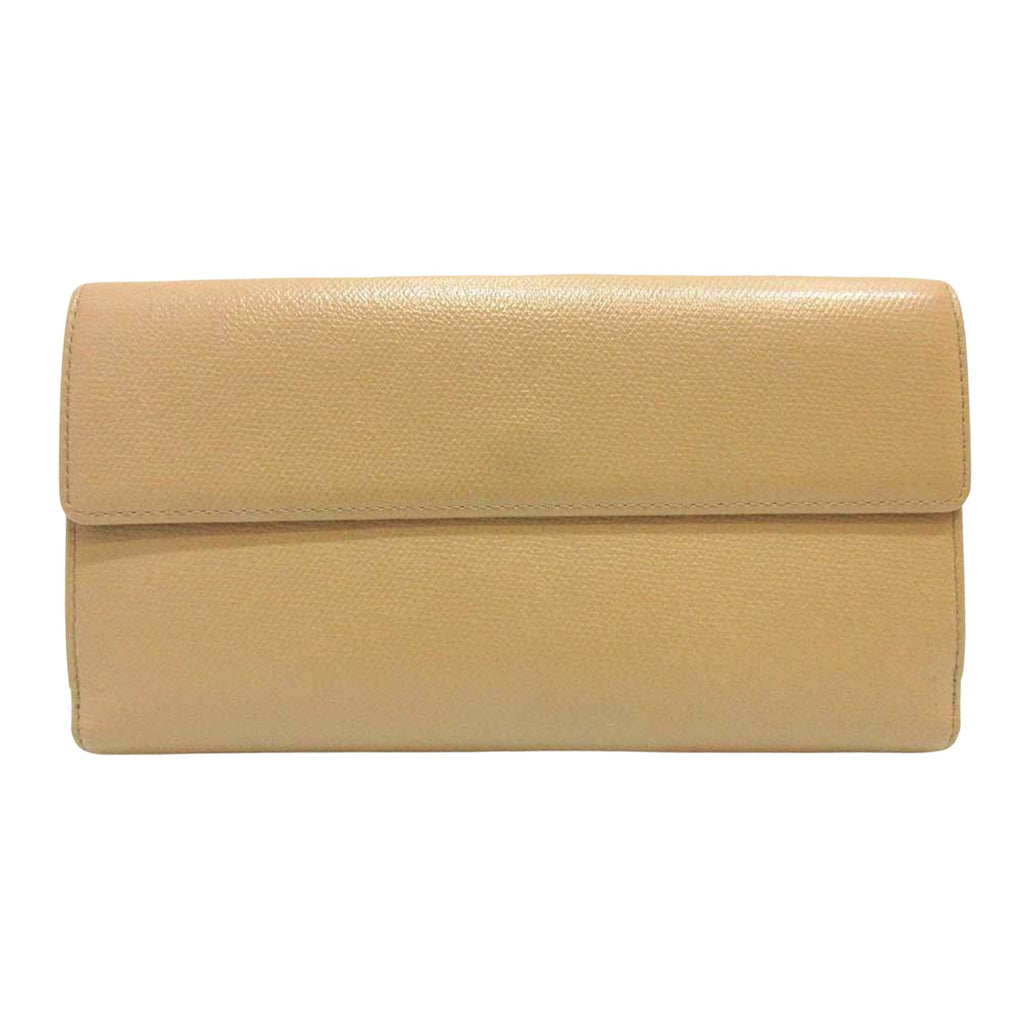 Chanel Beige Leather Coco button wallet accessories