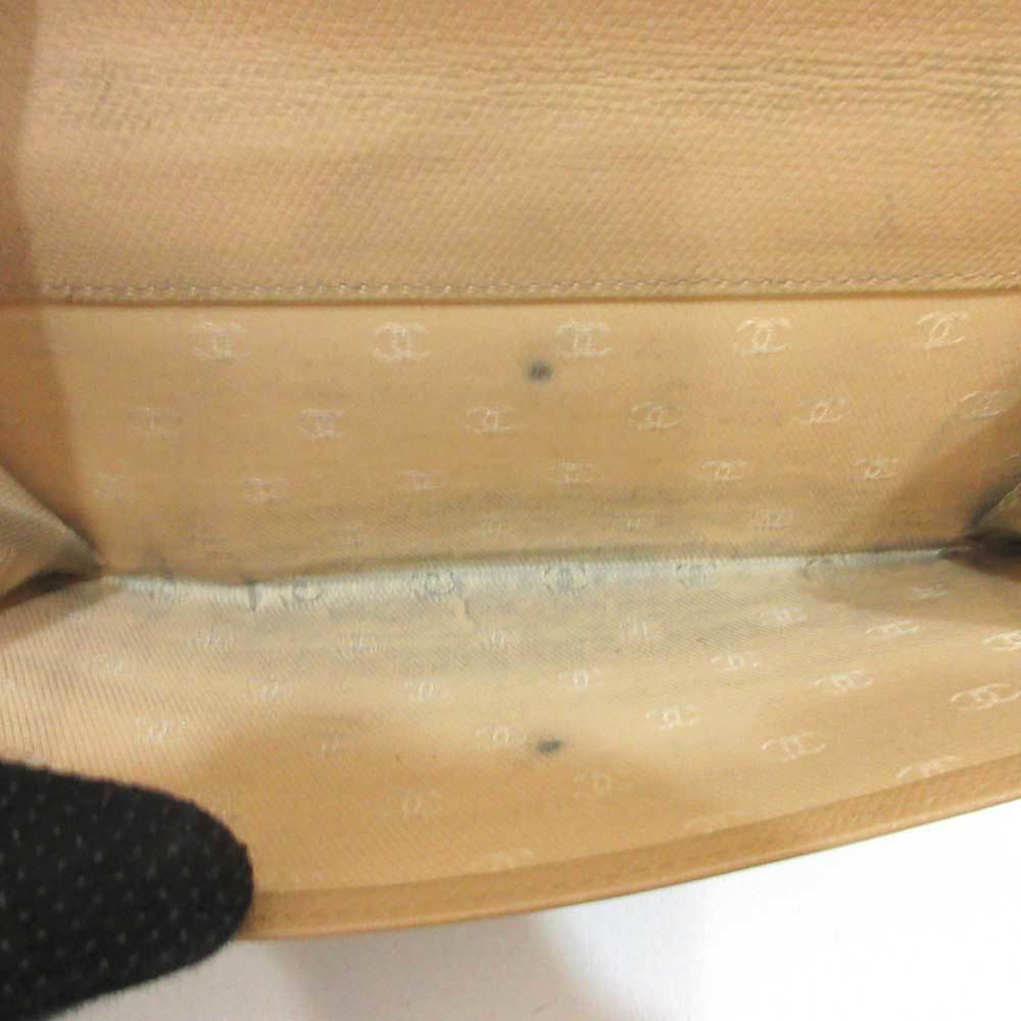Chanel Beige Leather Coco button wallet accessories