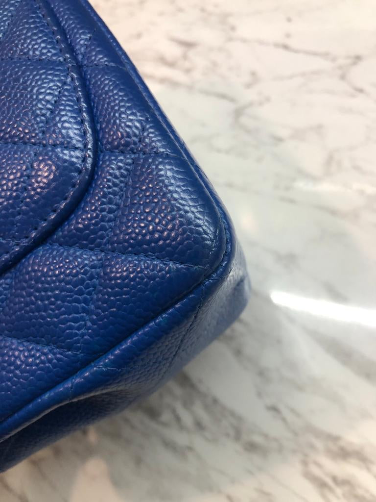 Chanel Caviar Blue Quilted Classic Flap Mini SHW