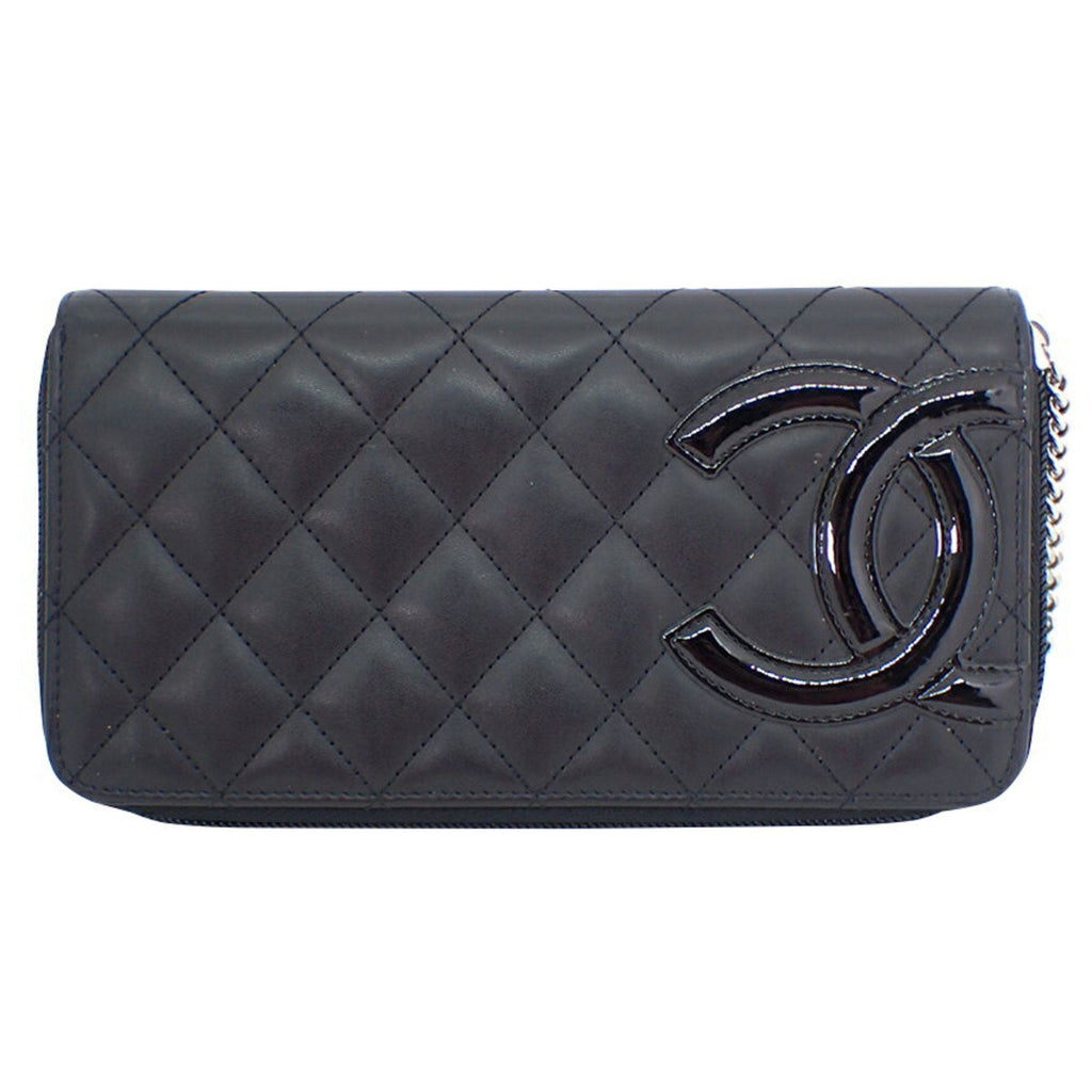 Chanel Black Leather Cambon line wallet accessories