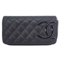 Chanel Black Leather Cambon line wallet accessories