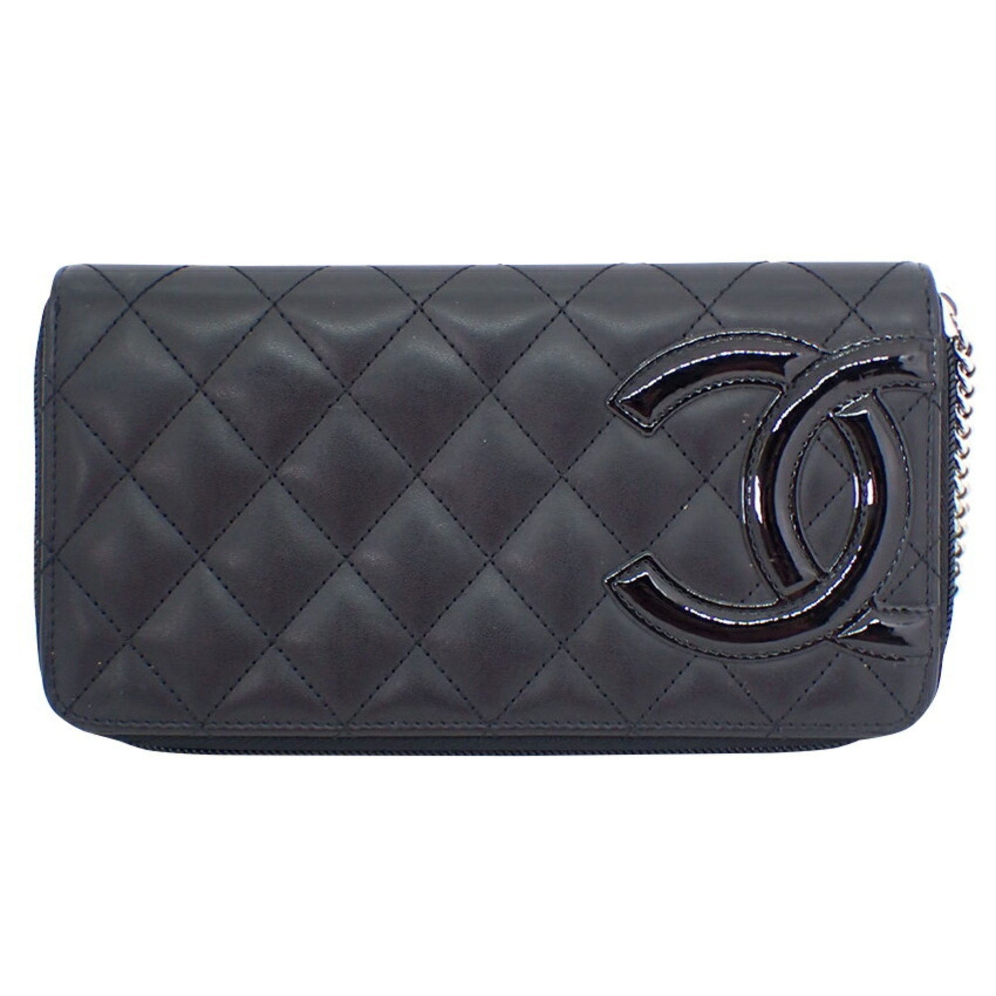 Chanel Black Leather Cambon line wallet accessories