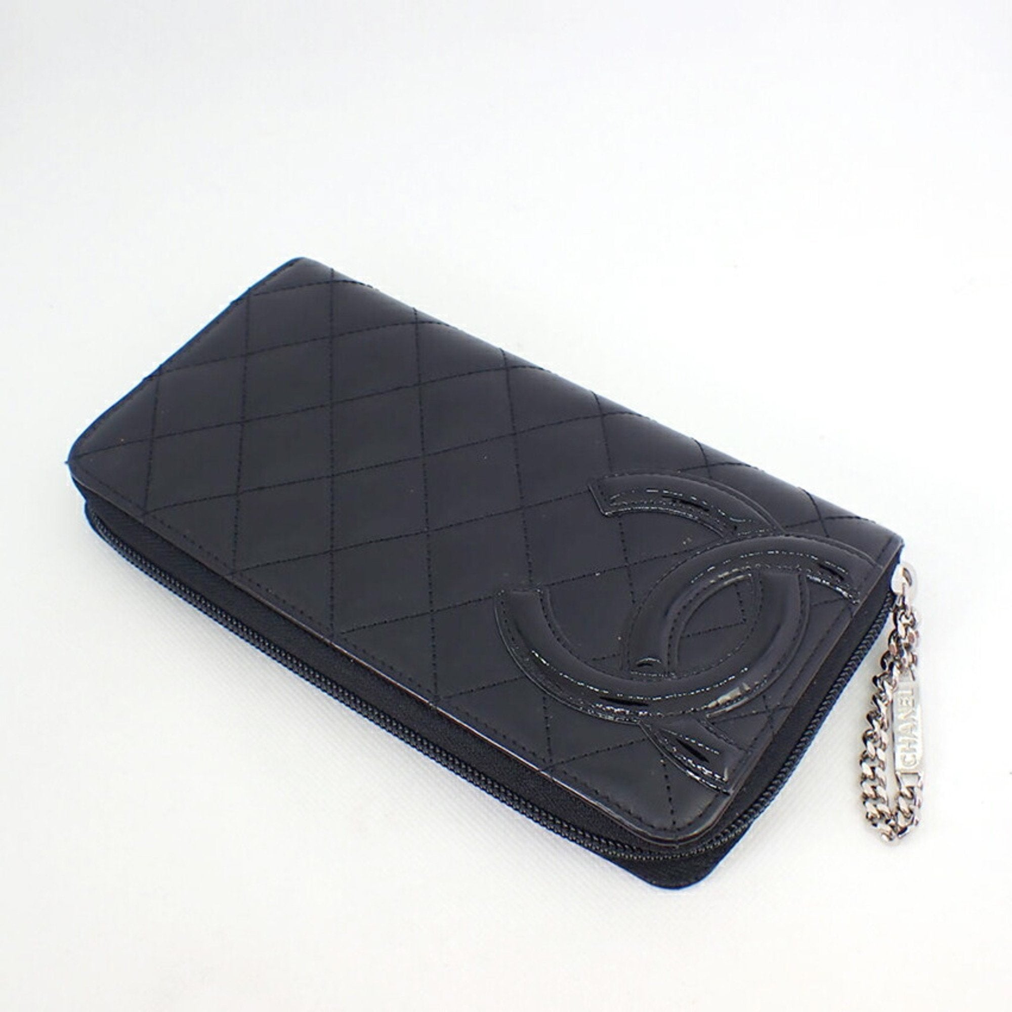 Chanel Black Leather Cambon line wallet accessories