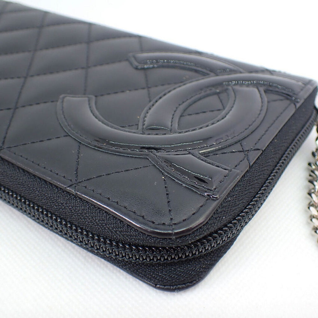 Chanel Black Leather Cambon line wallet accessories