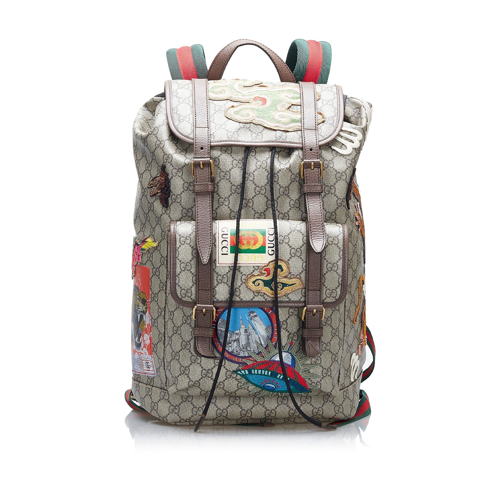 Gucci Courrier Backpack Patched GG Supreme Canvas