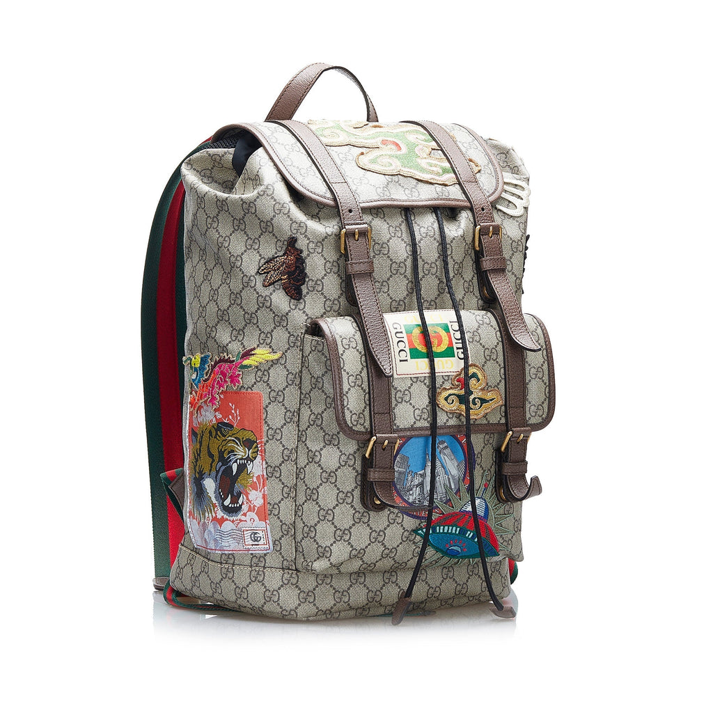 Gucci Courrier Backpack Patched GG Supreme Canvas