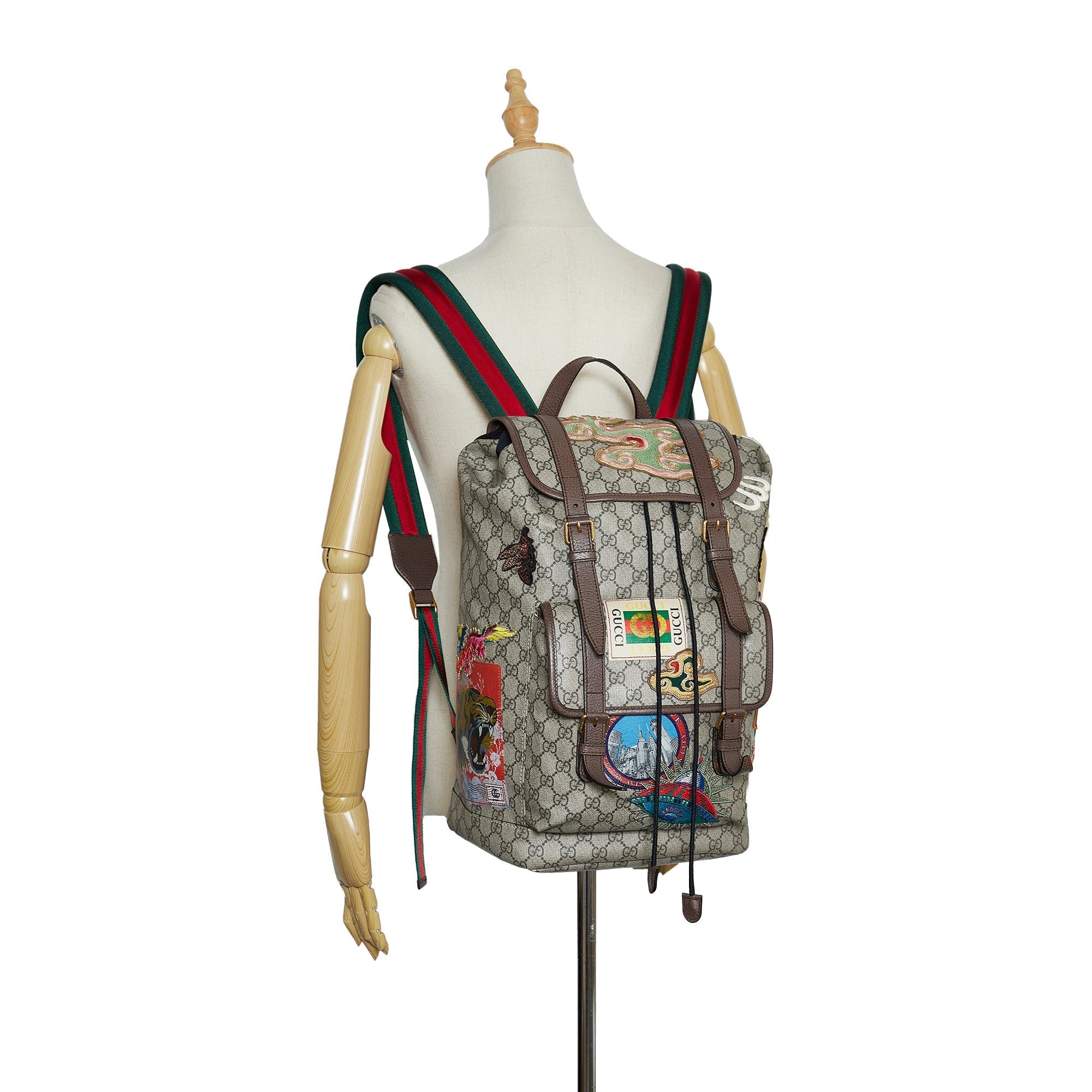 Gucci Courrier Backpack Patched GG Supreme Canvas