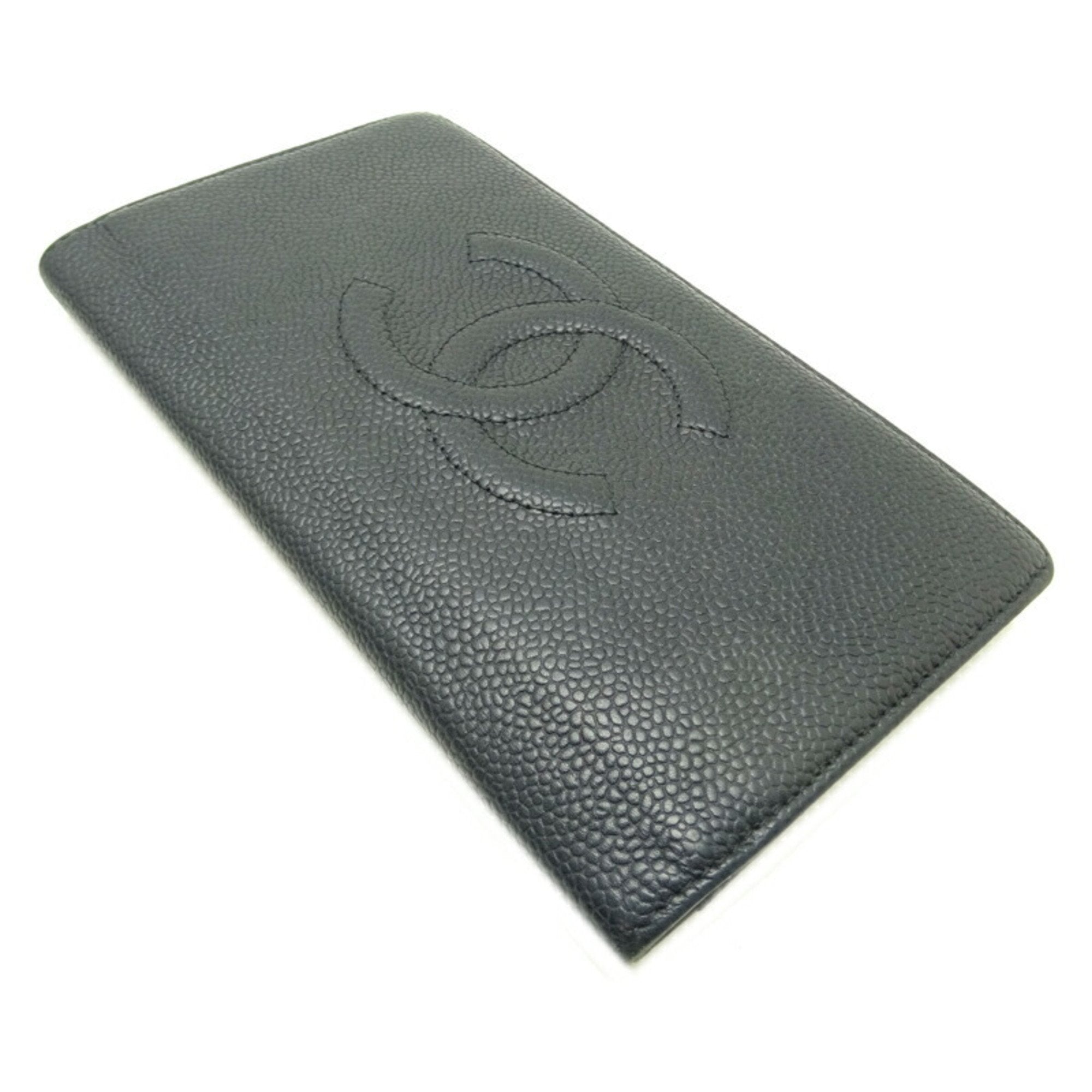Chanel Black Leather Coco Mark wallet accessories