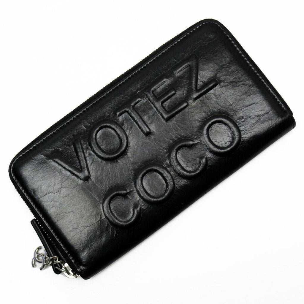 Chanel Black Leather Coco Mark wallet accessories