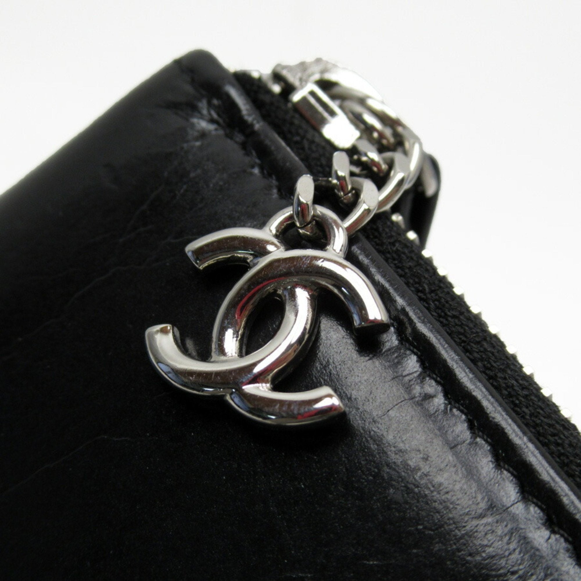 Chanel Black Leather Coco Mark wallet accessories