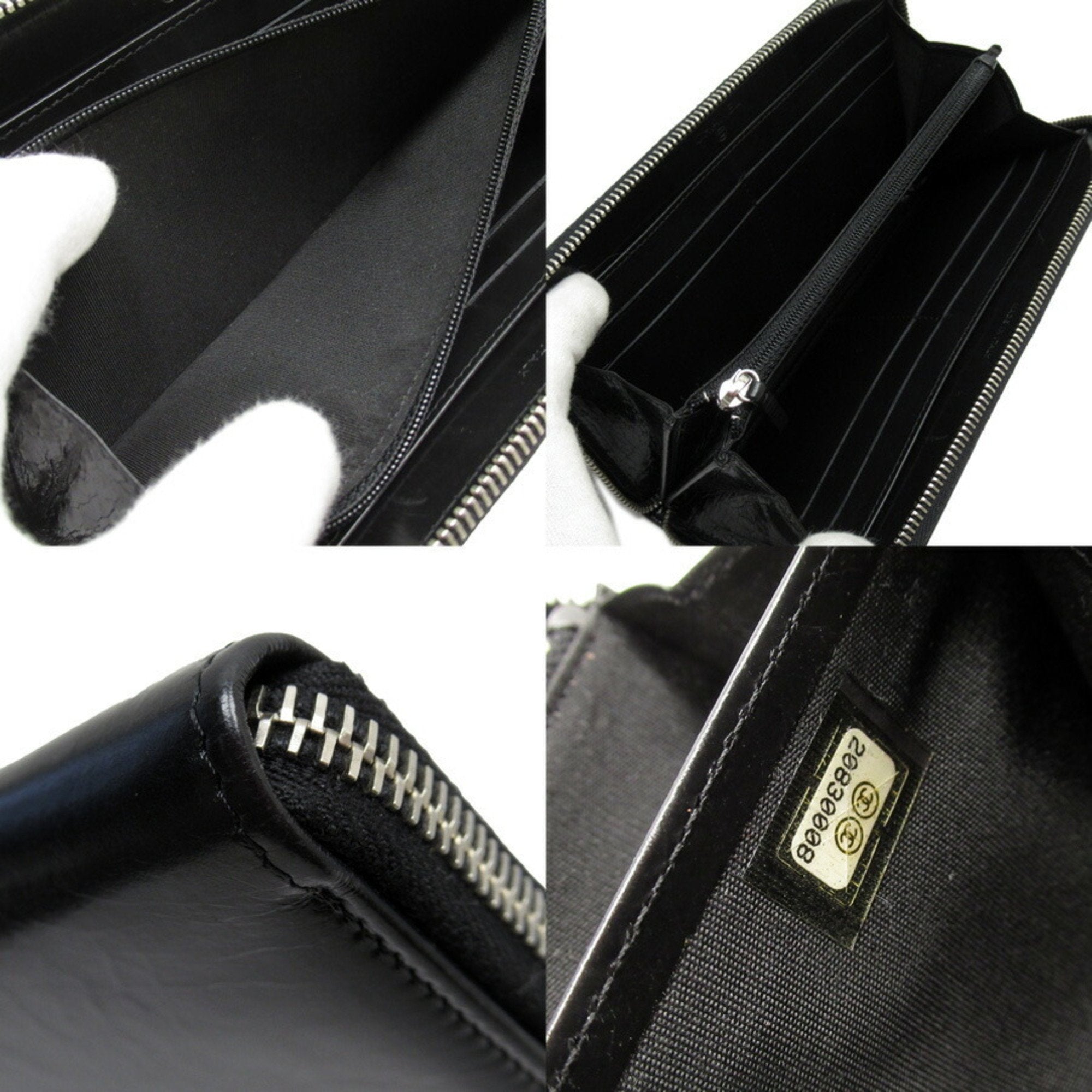 Chanel Black Leather Coco Mark wallet accessories