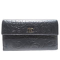 Chanel Black Leather Camellia wallet accessories