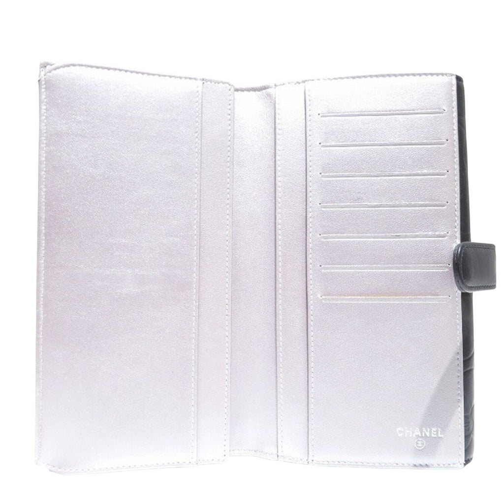 Chanel Black Leather Camellia wallet accessories
