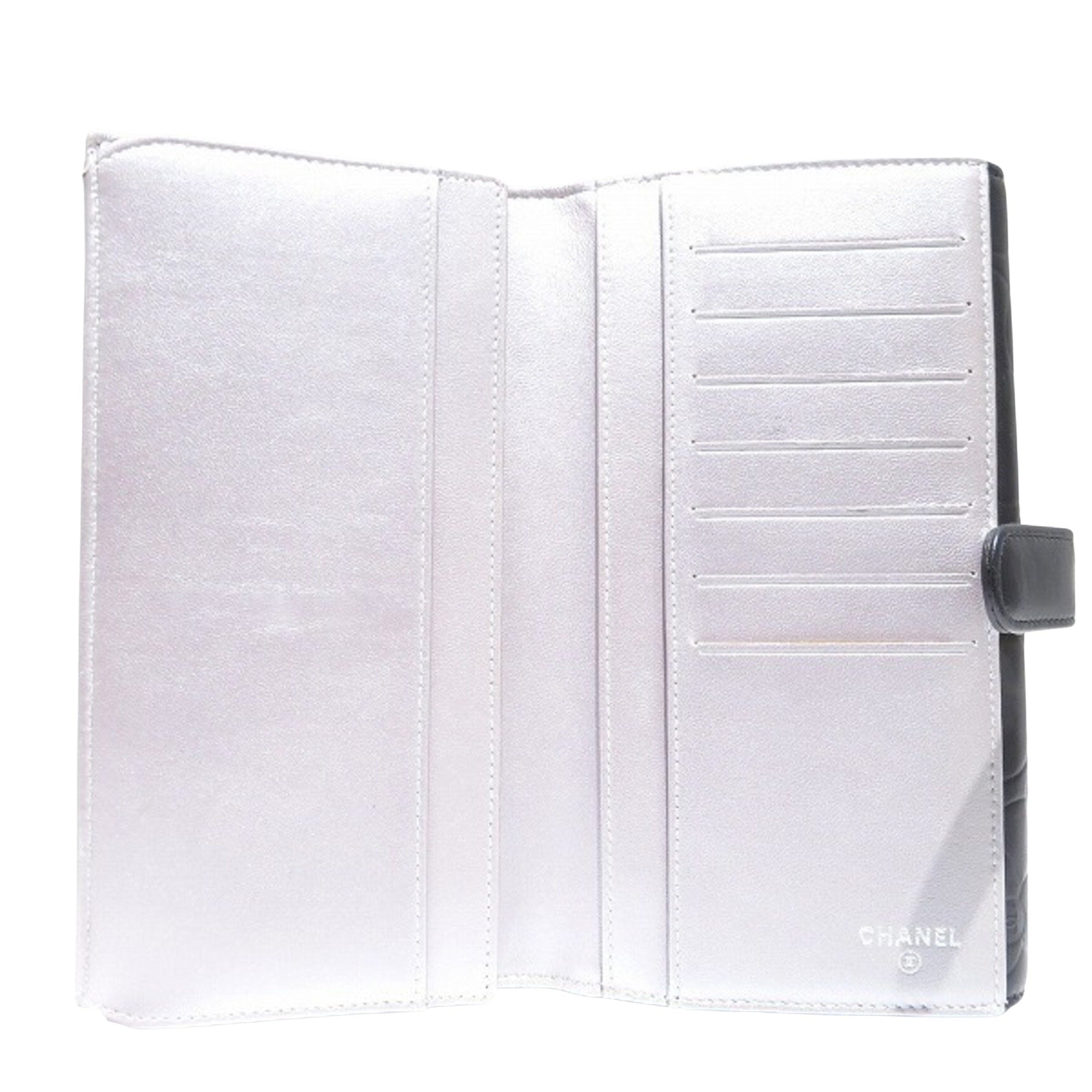 Chanel Black Leather Camellia wallet accessories