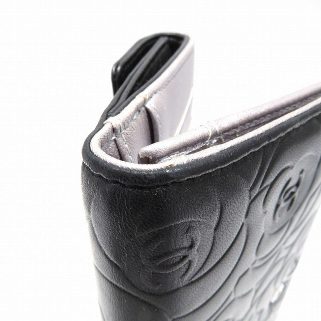Chanel Black Leather Camellia wallet accessories