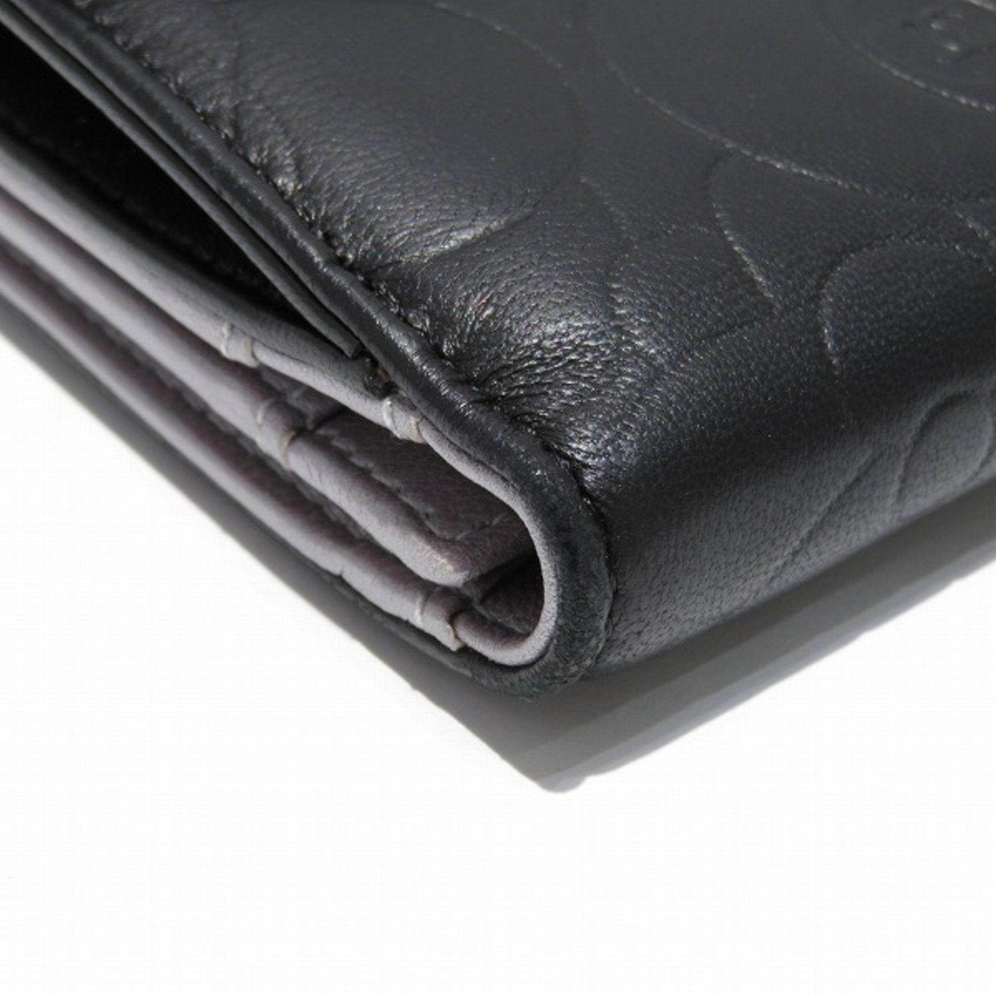 Chanel Black Leather Camellia wallet accessories