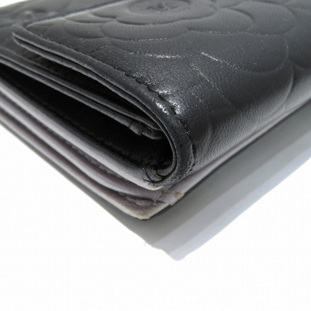 Chanel Black Leather Camellia wallet accessories