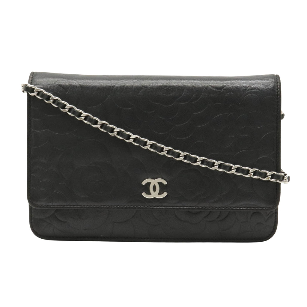 Chanel Black Leather Camellia wallet accessories