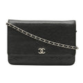 Chanel Black Leather Camellia wallet accessories