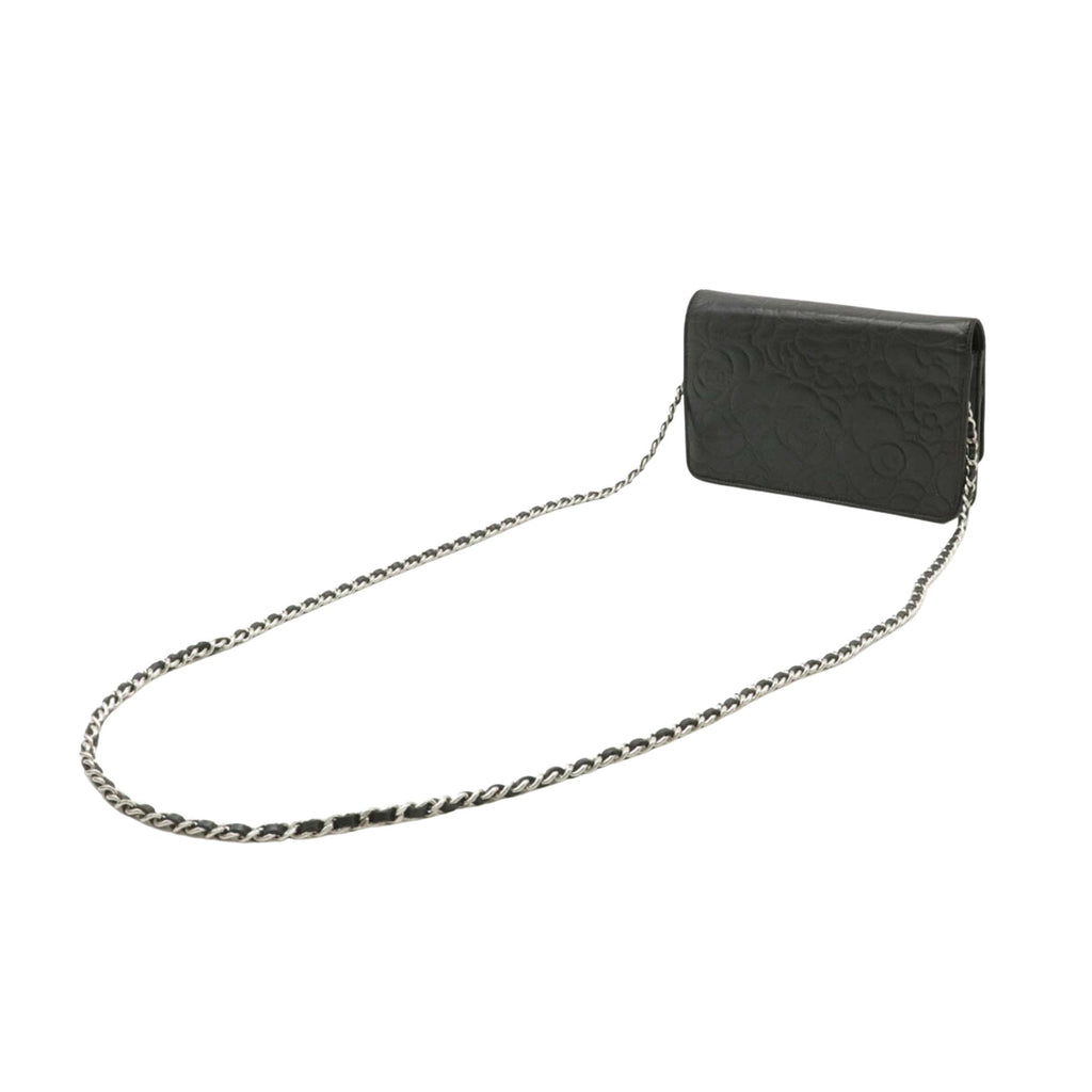 Chanel Black Leather Camellia wallet accessories