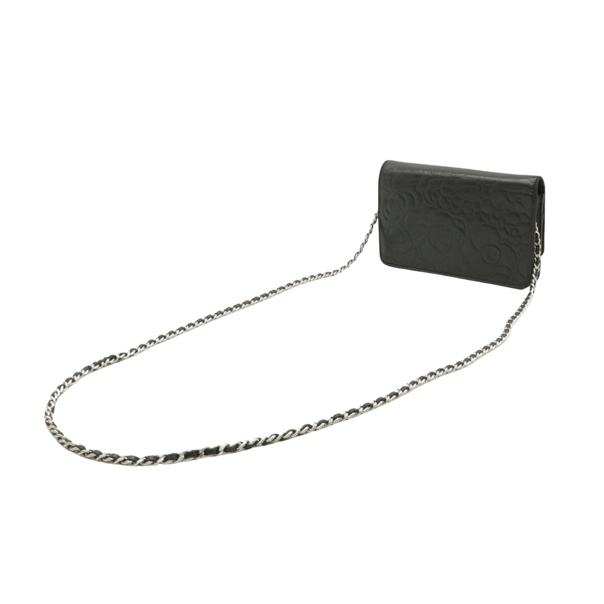 Chanel Black Leather Camellia wallet accessories