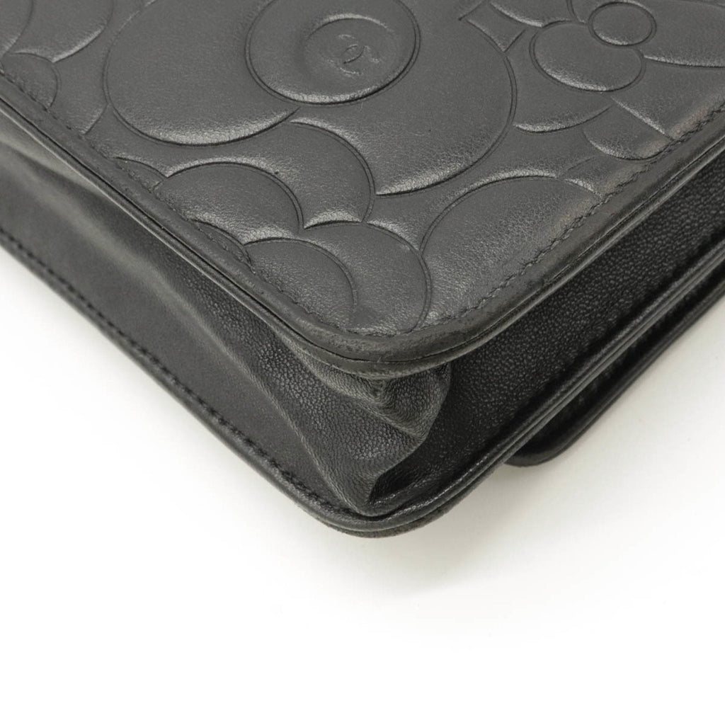 Chanel Black Leather Camellia wallet accessories