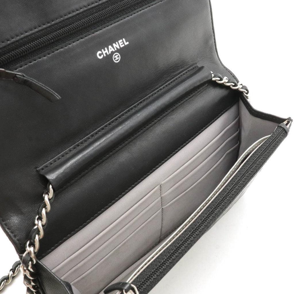 Chanel Black Leather Camellia wallet accessories