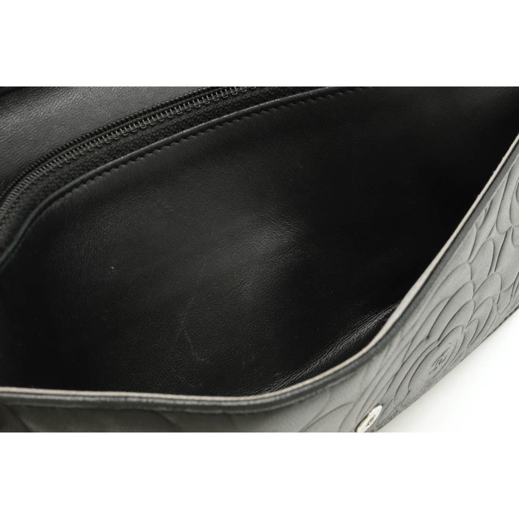 Chanel Black Leather Camellia wallet accessories