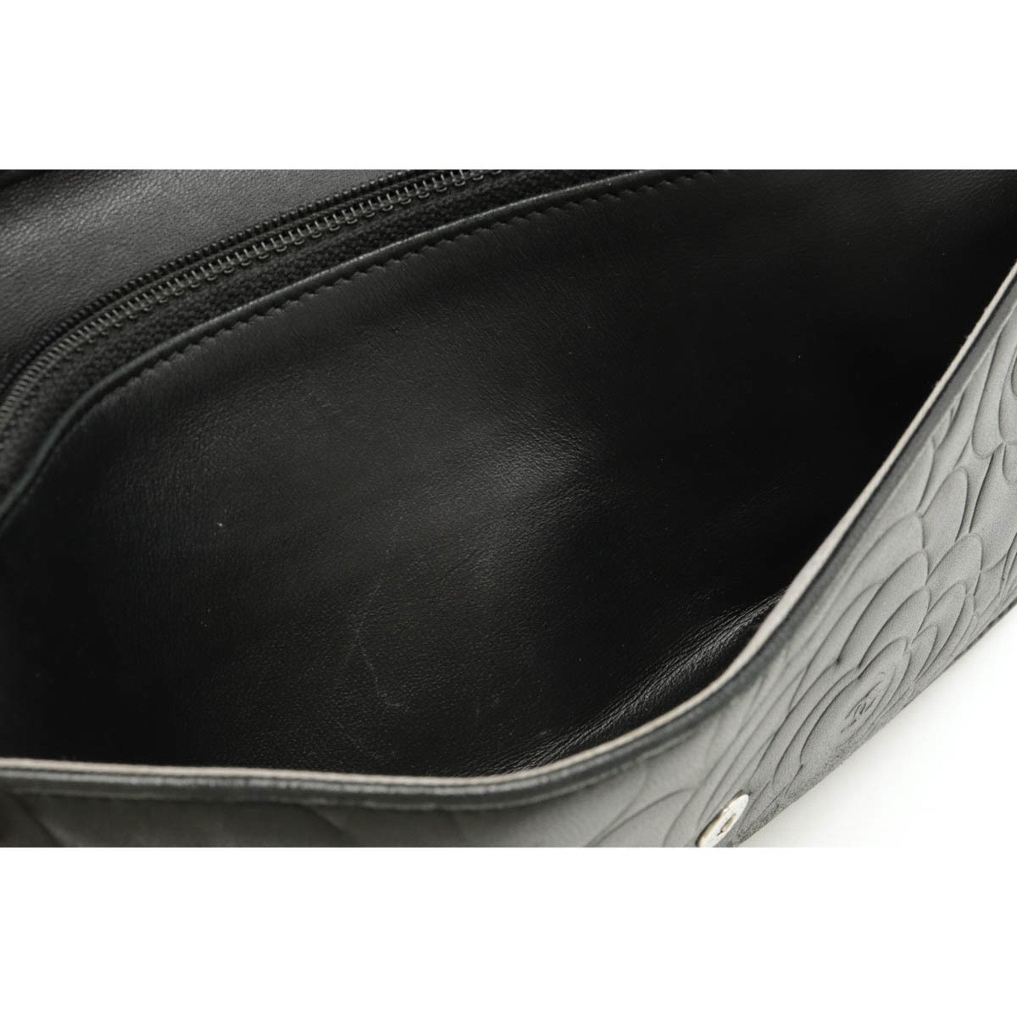 Chanel Black Leather Camellia wallet accessories