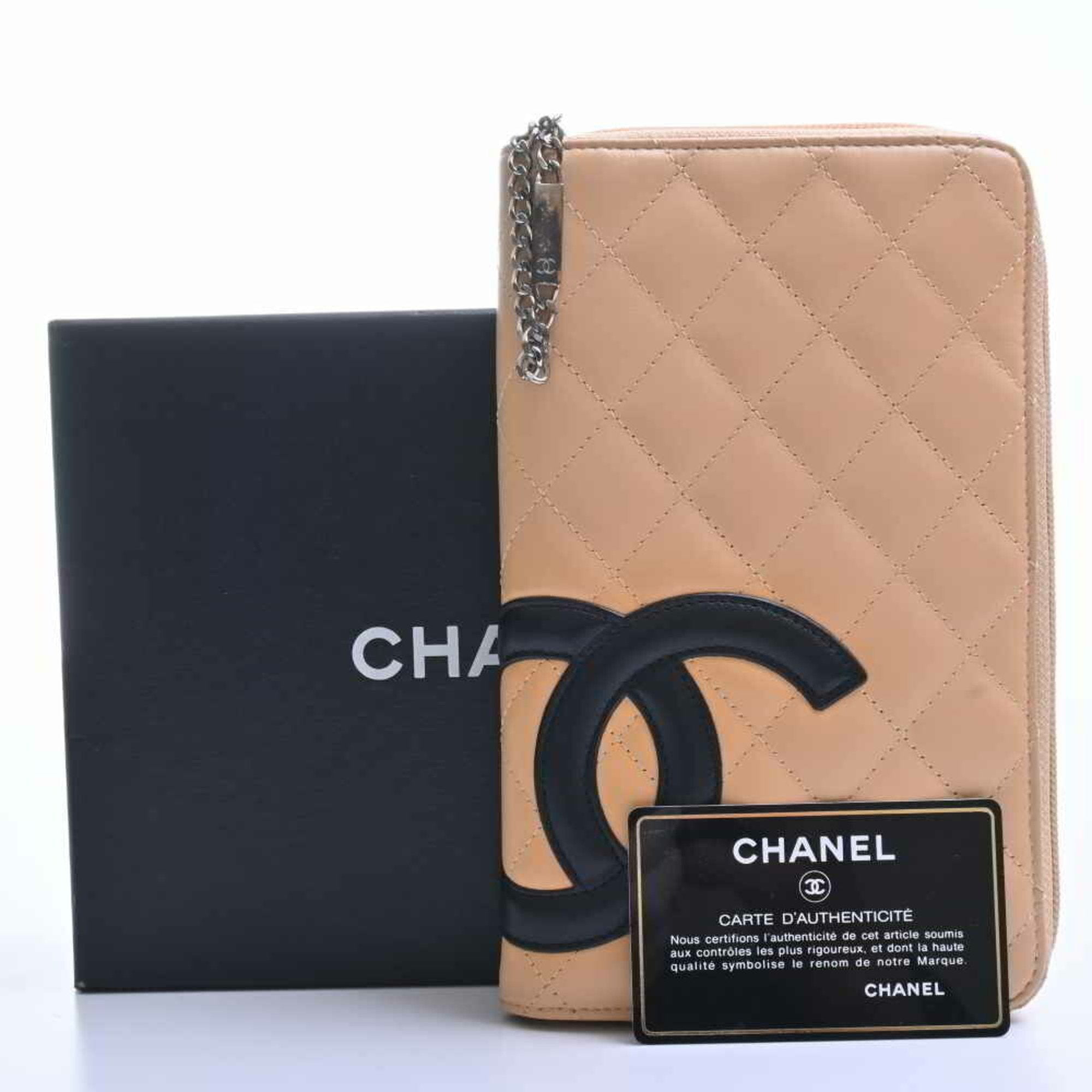 Chanel Beige Leather Cambon line wallet accessories