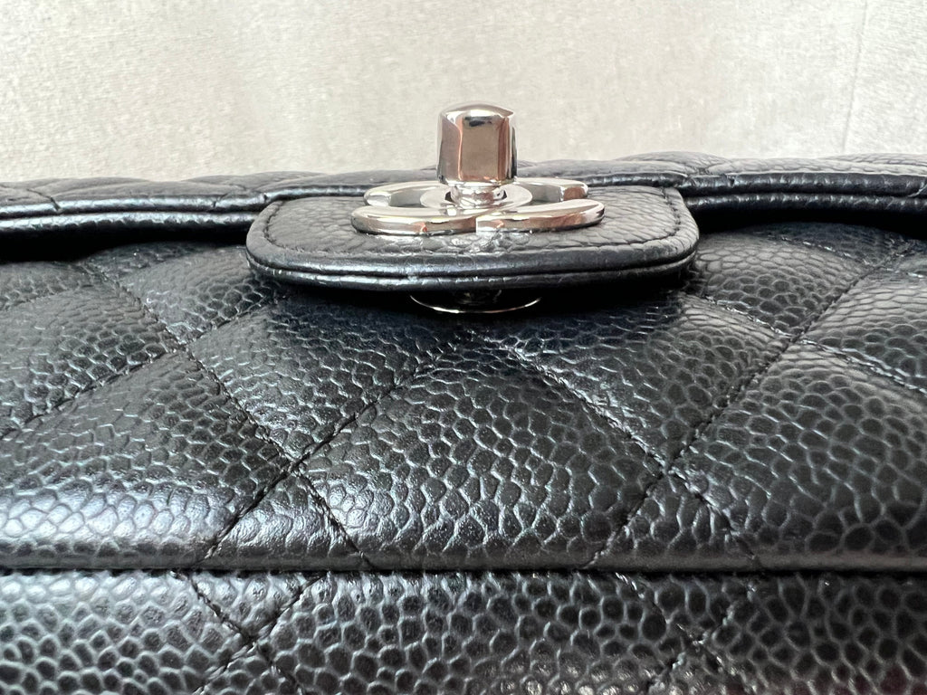 Chanel East West Flap in Black Caviar Silver Hardware