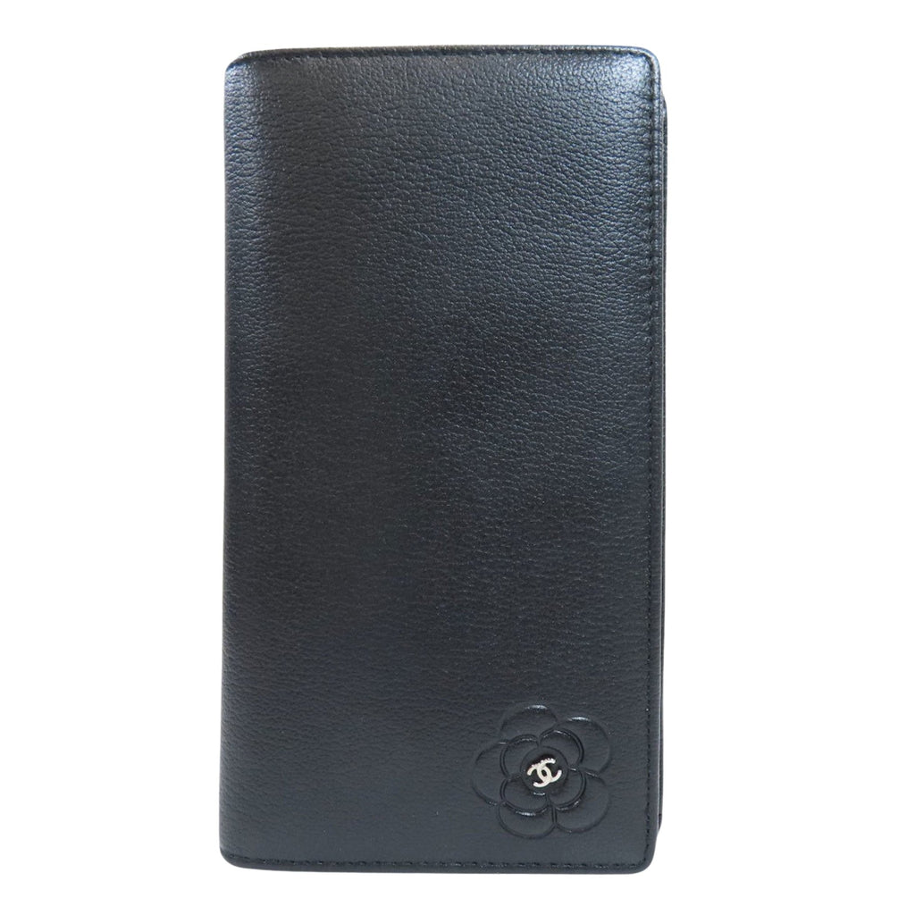 Chanel Black Leather Camellia wallet accessories