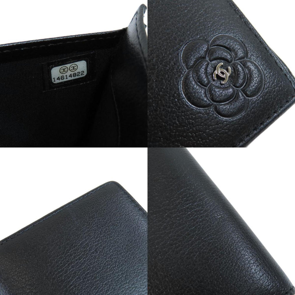 Chanel Black Leather Camellia wallet accessories