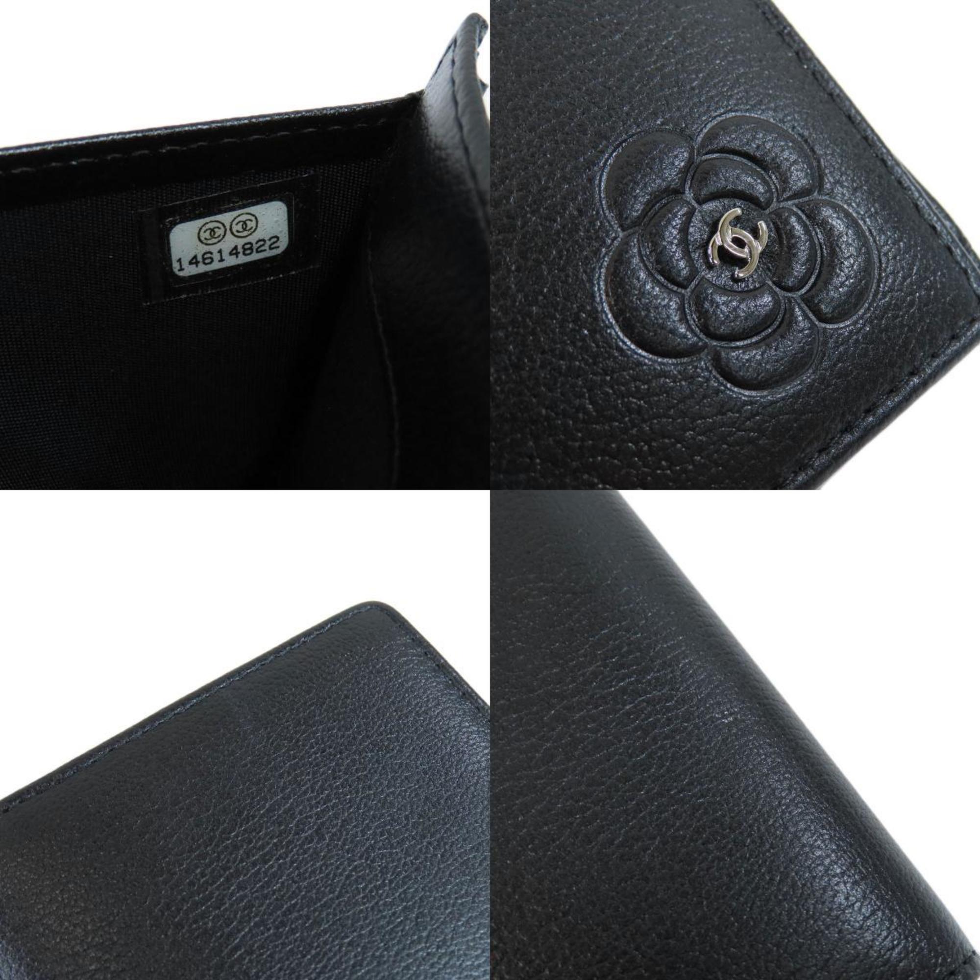 Chanel Black Leather Camellia wallet accessories