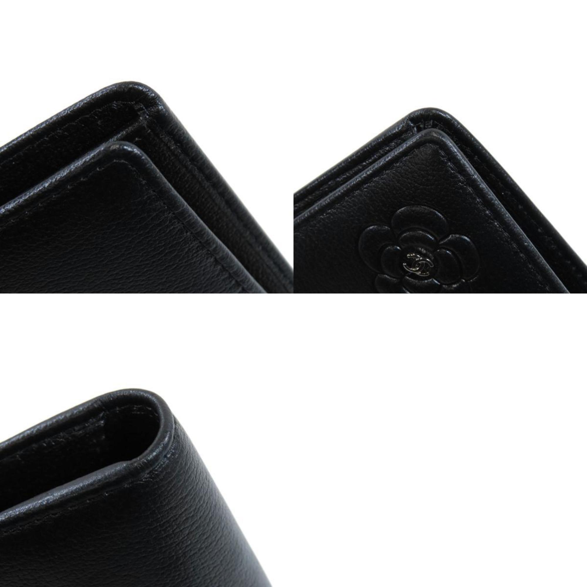 Chanel Black Leather Camellia wallet accessories