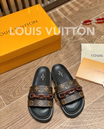 louis vuitton Sunset Flat Comfort Mule Black/Brown For Women LV