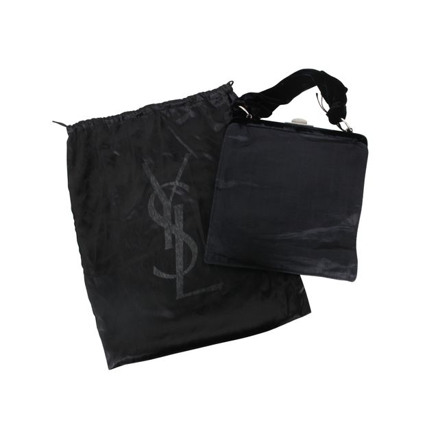 YVES SAINT LAURENT Black Silk And Velvet Frame Bag