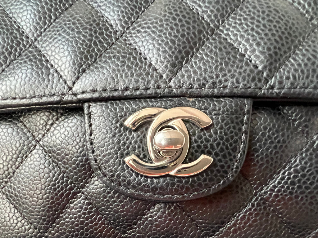 Chanel East West Flap in Black Caviar Silver Hardware