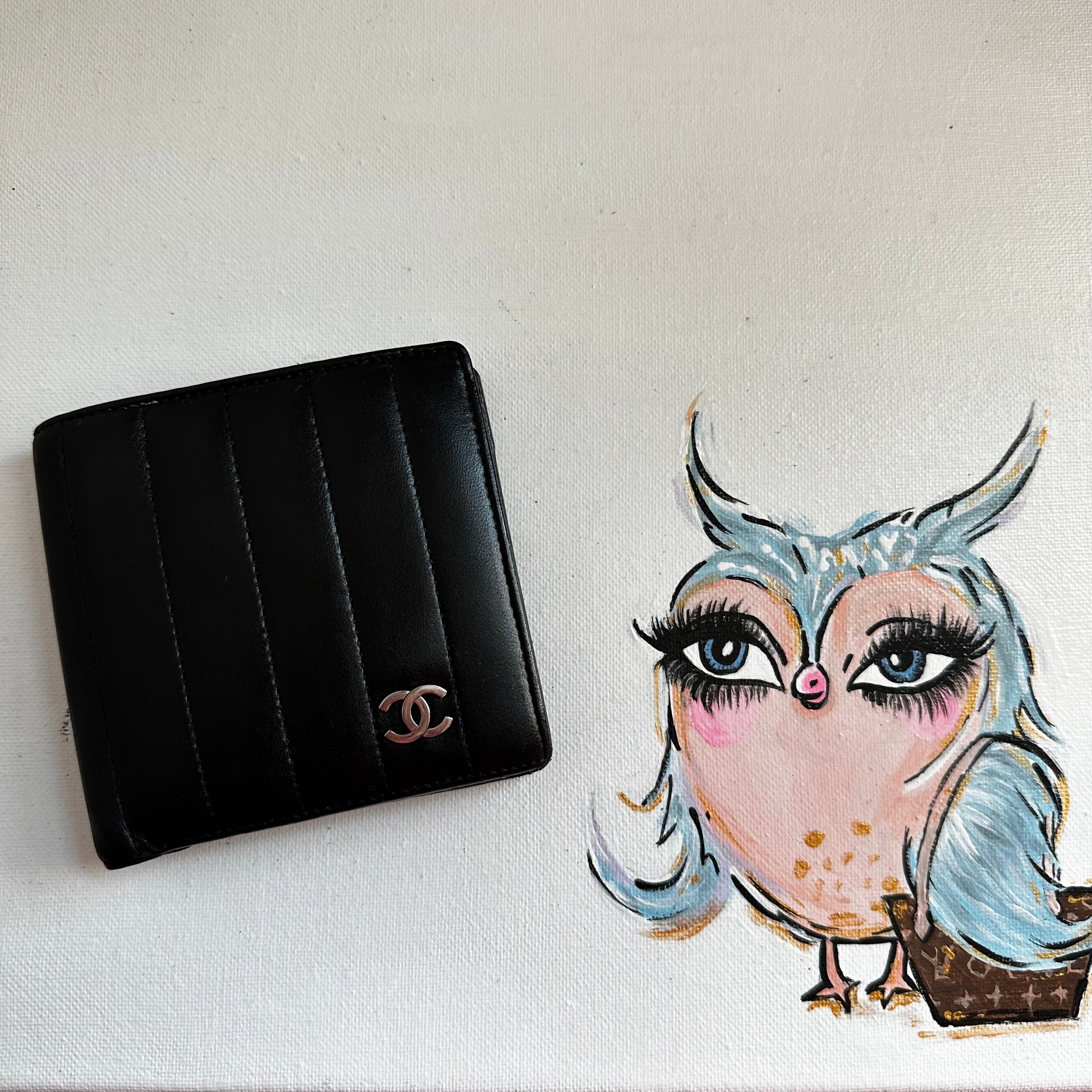 The Junco Bifold Wallet - Vintage Chanel Lambskin in Black