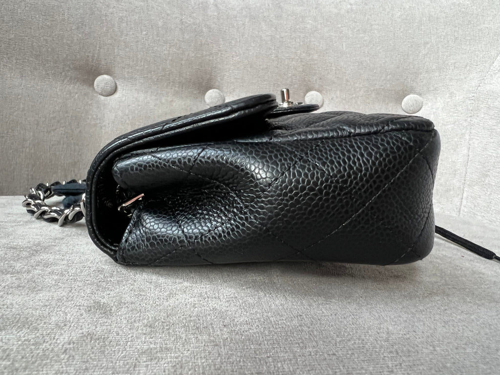 Chanel East West Flap in Black Caviar Silver Hardware