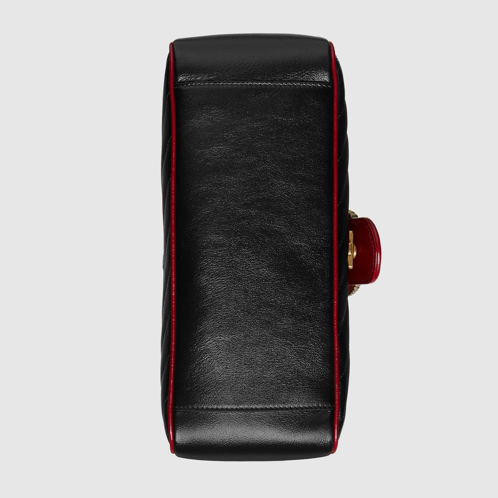 Gucci GG Marmont Small Top Handle Bag Black Cherise Matelassé