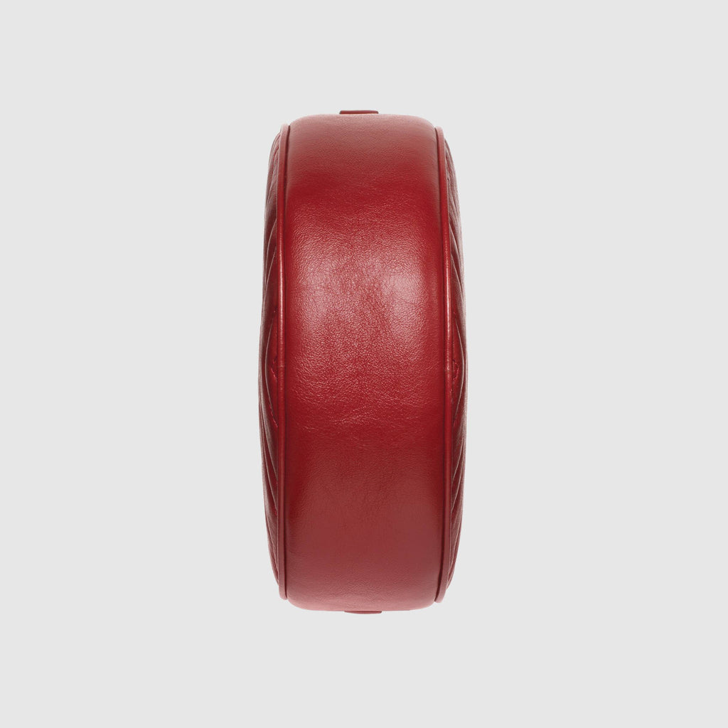 Gucci GG Marmont Mini Round Shoulder Bag Hibiscus Red