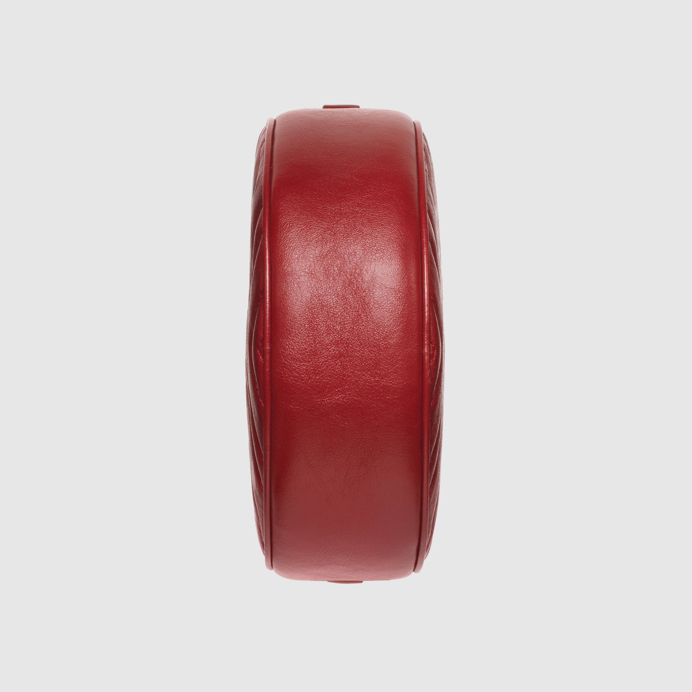 Gucci GG Marmont Mini Round Shoulder Bag Hibiscus Red
