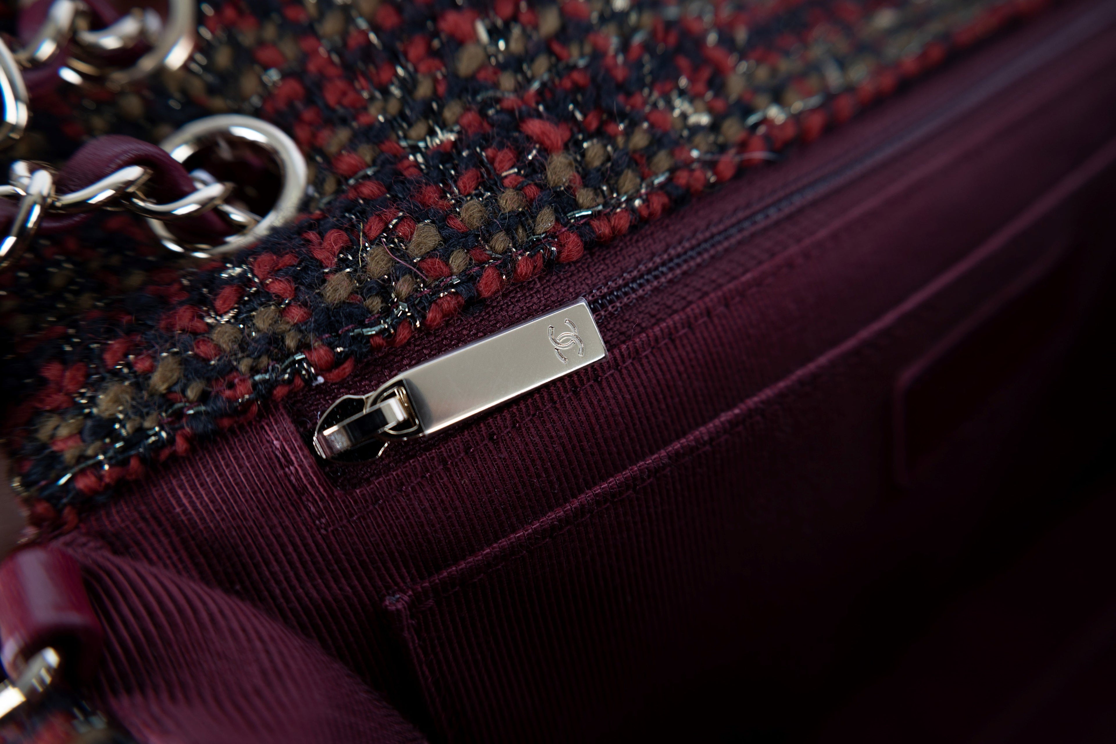 CHANEL Chanel Red Tweed Flap Bag