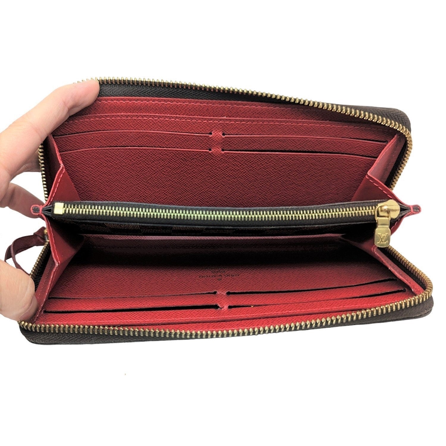 Louis Vuitton Damier Ebene Clemence Wallet Cherry