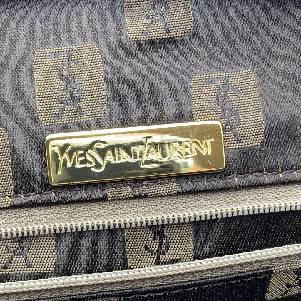 YVES SAINT LAURENT Vintage Beige Embossed Leather Bowling Bag