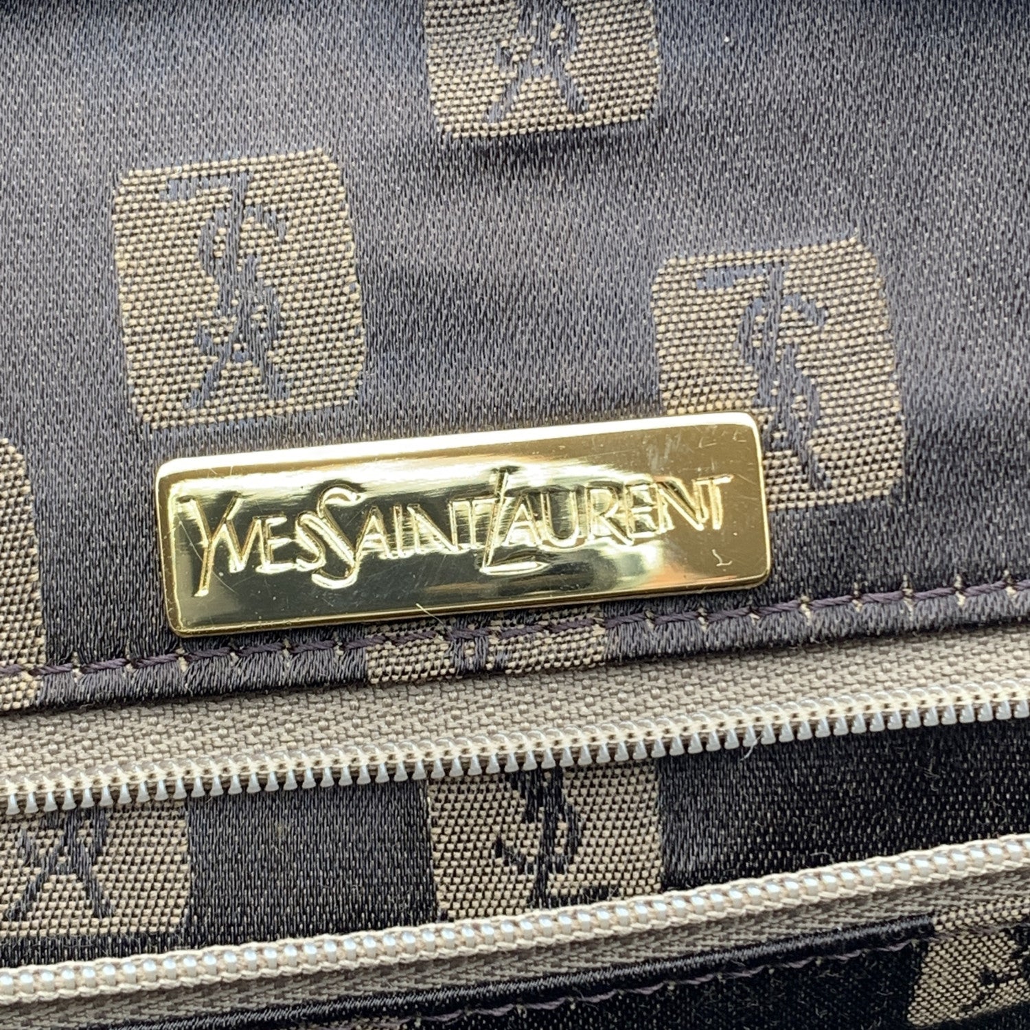 YVES SAINT LAURENT Vintage Beige Embossed Leather Bowling Bag