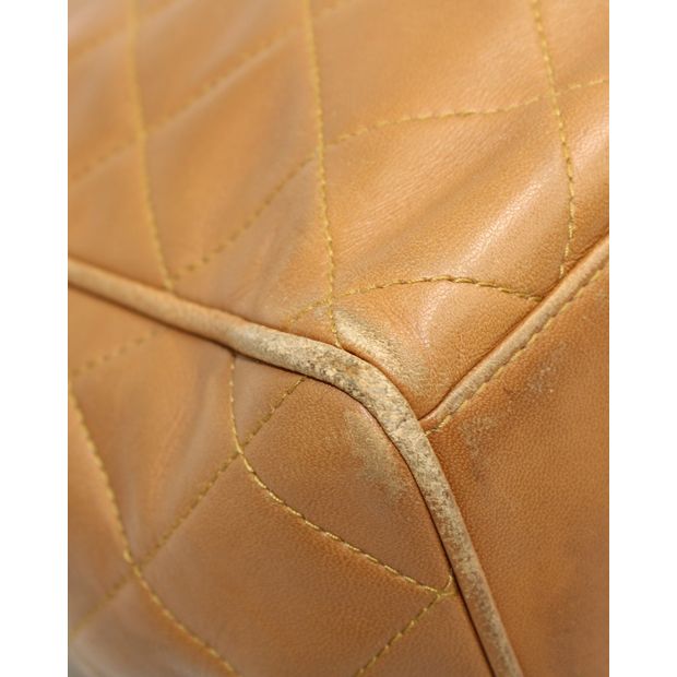 CHANEL Vintage Tan Quilted Shoulder Bag
